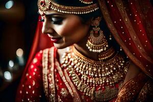 a beautiful indian bride in traditional jewellery. AI-Generated photo