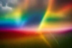 a rainbow colored light is seen in the sky. AI-Generated photo