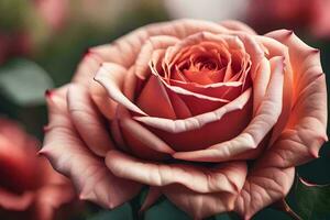a close up of a pink rose. AI-Generated photo