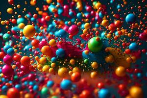 colorful bubbles floating in the air. AI-Generated photo