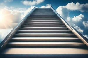 stairs leading to the sky with clouds in the background. AI-Generated photo