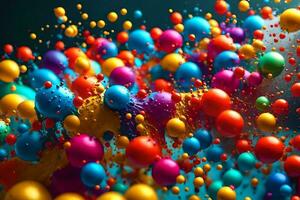 colorful balls are floating in the air. AI-Generated photo