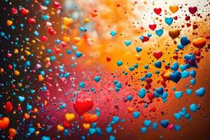 colorful hearts flying in the air. AI-Generated photo