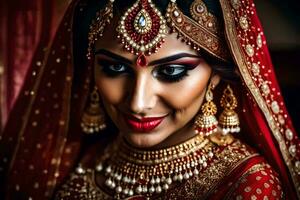 a beautiful bride in traditional indian attire. AI-Generated photo