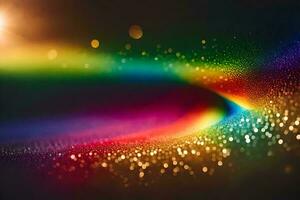 rainbow light shining through a rainbow colored liquid. AI-Generated photo