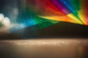 a rainbow colored light shining through the window. AI-Generated photo