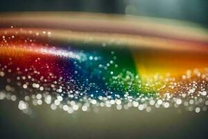 un arco iris es visto en el antecedentes de un foto. generado por ai foto