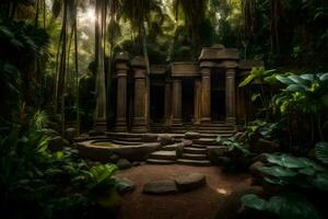 the temple of the sun in the jungle. AI-Generated photo