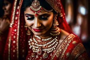 a beautiful bride in traditional indian attire. AI-Generated photo