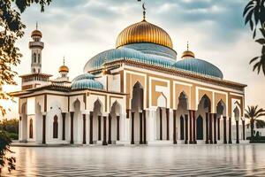 el hermosa mezquita en Dubái generado por ai foto