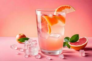 a glass of pink drink with slices of grapefruit. AI-Generated photo