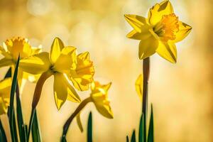 yellow daffodils in the sun. AI-Generated photo