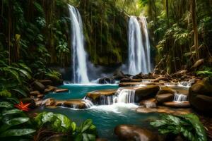 waterfall in the jungle, costa rica. AI-Generated photo