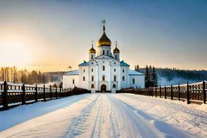 the russian orthodox church in the winter. AI-Generated photo
