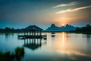 el Dom sube terminado el lago. generado por ai foto