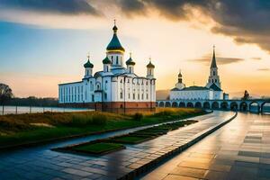 el catedral de el santo cruzar en kazán, Rusia. generado por ai foto