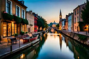 el canal en el ciudad de Burdeos, Francia. generado por ai foto