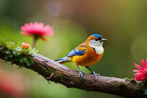 foto fondo de pantalla el cielo, flores, pájaro, pájaro, pájaro, pájaro, pájaro, pájaro,. generado por ai