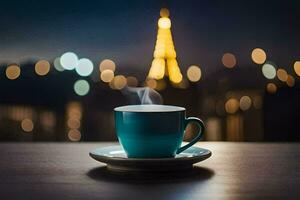 a cup of coffee in paris, france. AI-Generated photo
