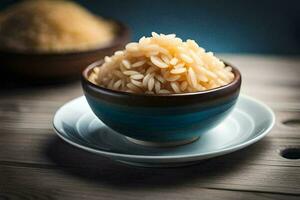 brown rice in a bowl. AI-Generated photo