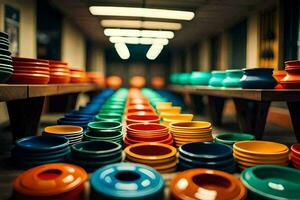 colorful bowls in a room. AI-Generated photo