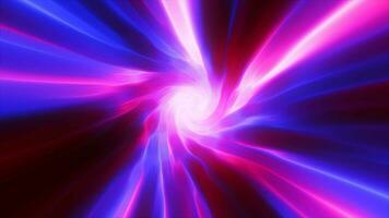 Purple hypertunnel spinning speed space tunnel made of twisted swirling energy magic glowing light lines abstract background video