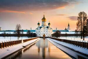 el kremlin en invierno. generado por ai foto