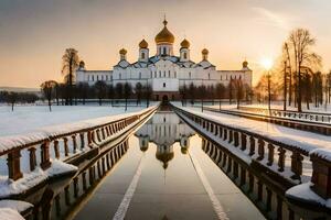 el Dom sube terminado el kremlin en invierno. generado por ai foto