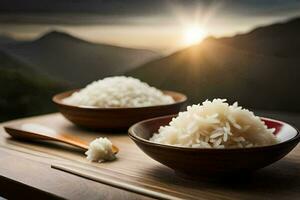 the rice is cooked in the sun. AI-Generated photo