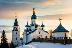 the russian orthodox church in the village of krasnoyarsk. AI-Generated photo