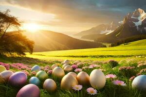 el Pascua de Resurrección huevo cazar es un tradicion ese fechas espalda a el antiguo griego y romano. generado por ai foto