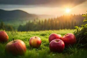 apples in the field. AI-Generated photo