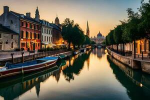 un canal en Burdeos, Francia. generado por ai foto