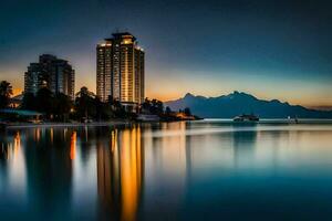 el ciudad de lago Ginebra, Suiza. generado por ai foto