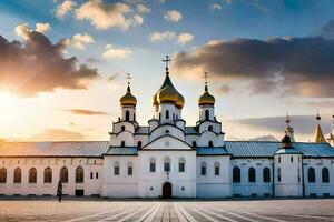 el catedral de el santo cruzar en Moscú. generado por ai foto