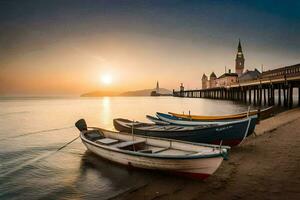 el Dom conjuntos terminado el muelle. generado por ai foto