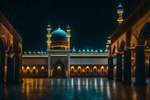 the mosque at night. AI-Generated photo