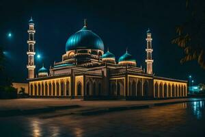 the mosque at night. AI-Generated photo