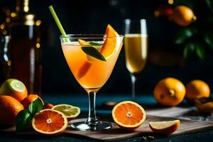 orange cocktail with orange slices and garnish. AI-Generated photo