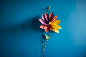 a colorful flower on a wall. AI-Generated photo