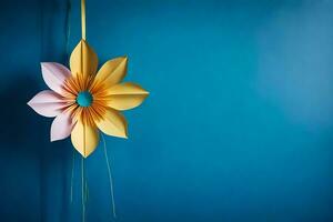 a paper flower hanging from a string. AI-Generated photo