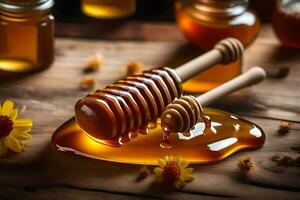 honey is a natural sweetener that is used in many foods and beverages. AI-Generated photo