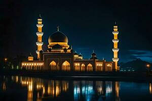 the beautiful mosque at night. AI-Generated photo