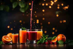 juice being poured into a glass of juice. AI-Generated photo