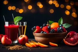 fresh fruit juice in a bowl with berries and spices. AI-Generated photo