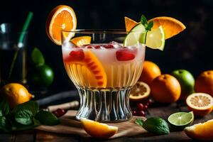 un vaso de naranja jugo con naranjas y menta. generado por ai foto