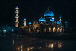 the blue mosque at night. AI-Generated photo