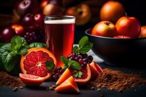 grapefruit juice with orange, apple and cinnamon. AI-Generated photo