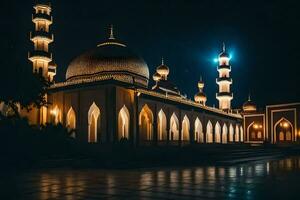 the mosque at night. AI-Generated photo