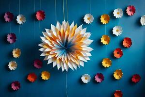 a flower decoration made of paper flowers. AI-Generated photo